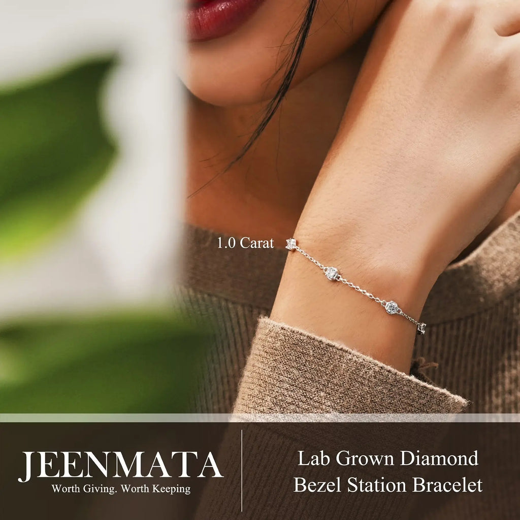 1 Carat Lab Grown Diamond Bezel Station Bracelet