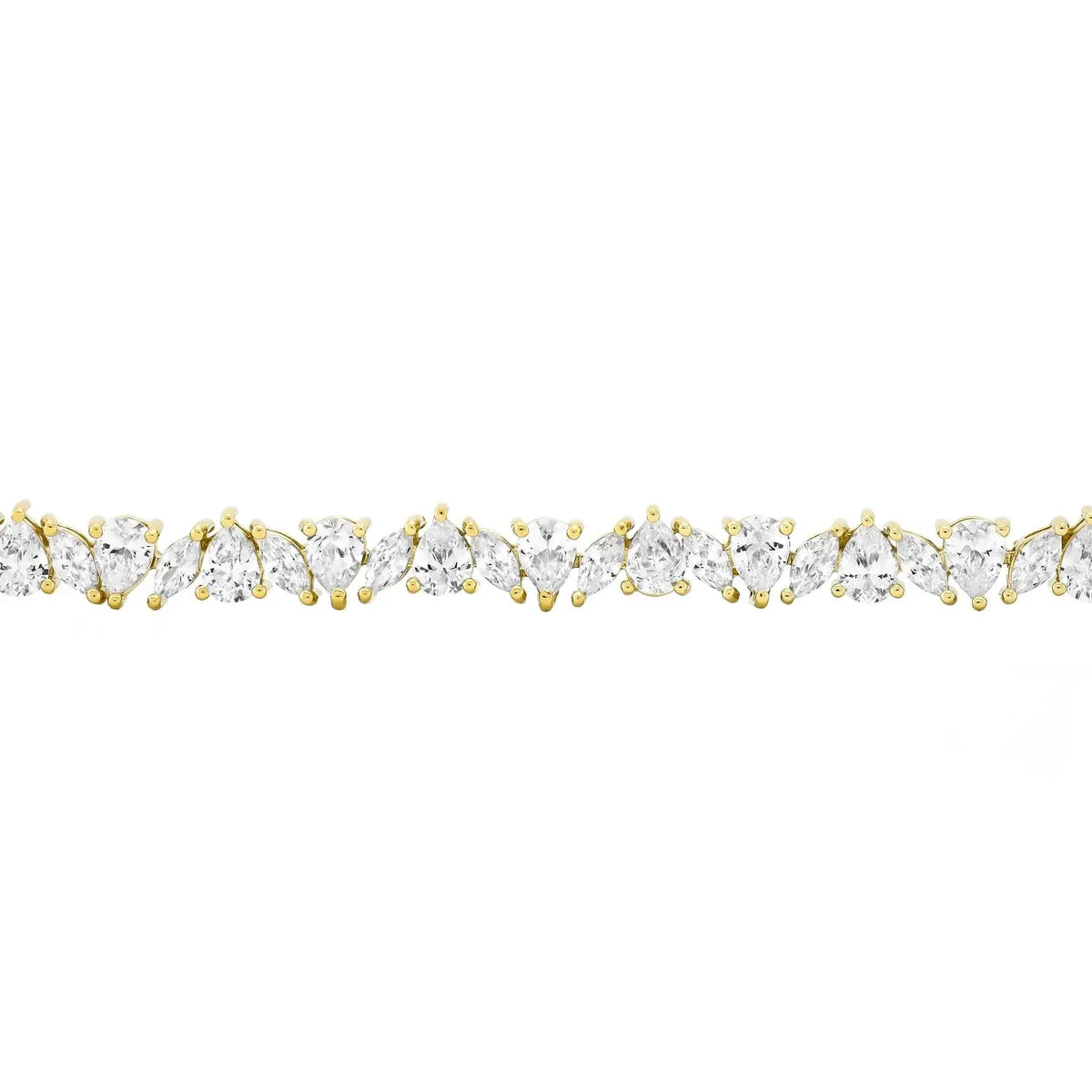 14K Gold Plated .925 Sterling Silver Simulated Marquise and Pear White Diamond Bracelet