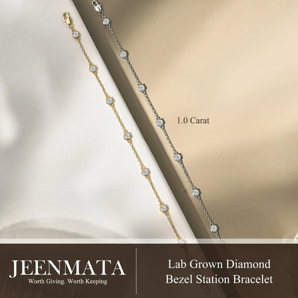 1 Carat Lab Grown Diamond Bezel Station Bracelet
