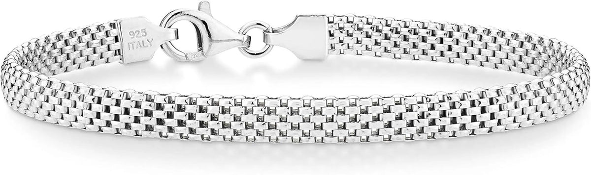 Miabella 925 Sterling Silver Italian 5Mm Mesh Link Chain Bracelet 