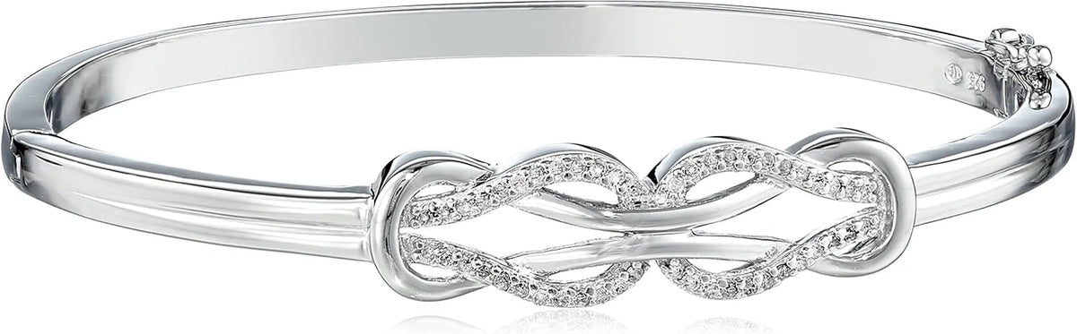 Sterling Silver Diamond Double Knot Bangle Bracelet, 7" (0.25 Cttw, J Color, I3 Clarity)
