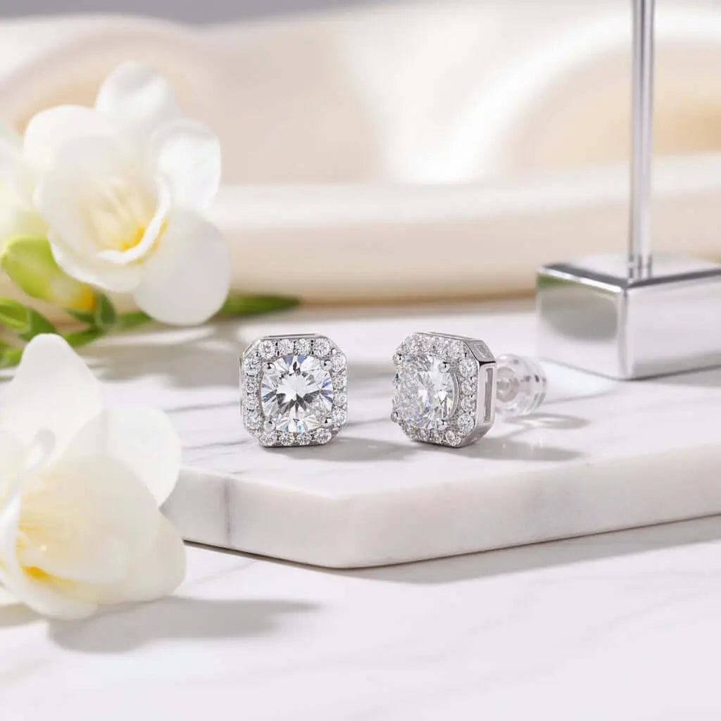 1 Carat Heart Moissanite Stud Earrings – S925 Sterling Silver