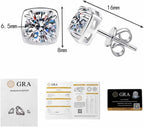 2 Carat Moissanite Stud Earrings, 925 Silver | 8-Prong Set, GRA Certificate, 1 Carat Each, Brilliant Round, Hypoallergenic