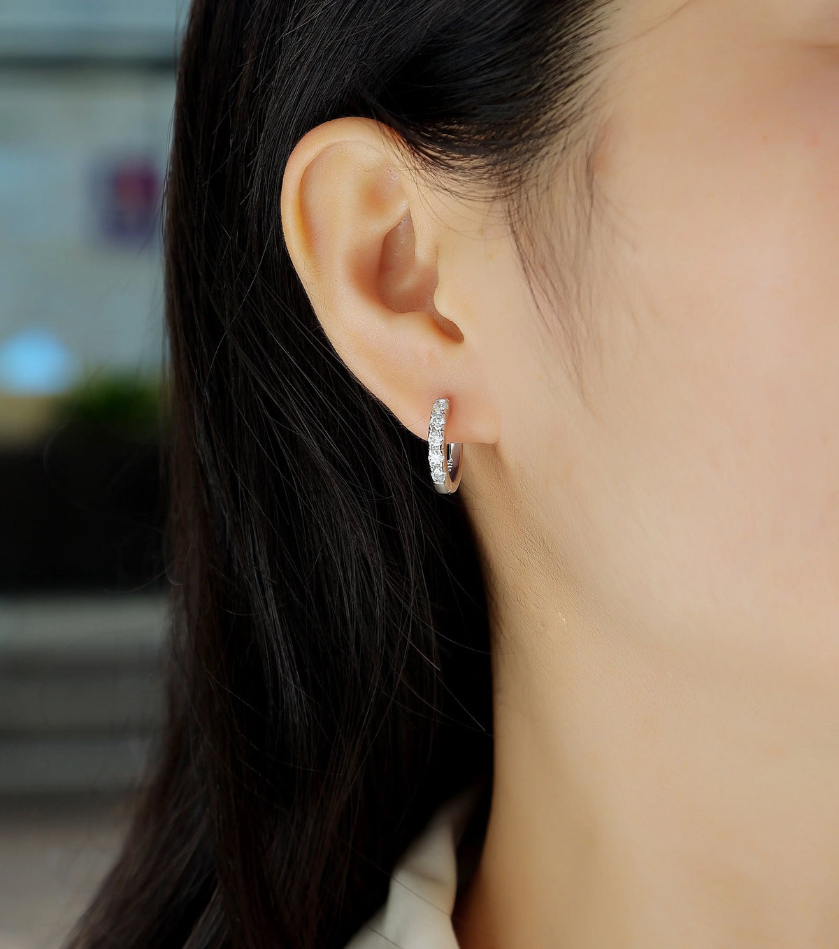 1Summer Iced Tea Stud Earrings with Moissanite S925 Sterling Silver and Platinum-Plated 