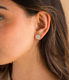 Lab Created Moissanite 925 Sterling Silver Halo Earrings 