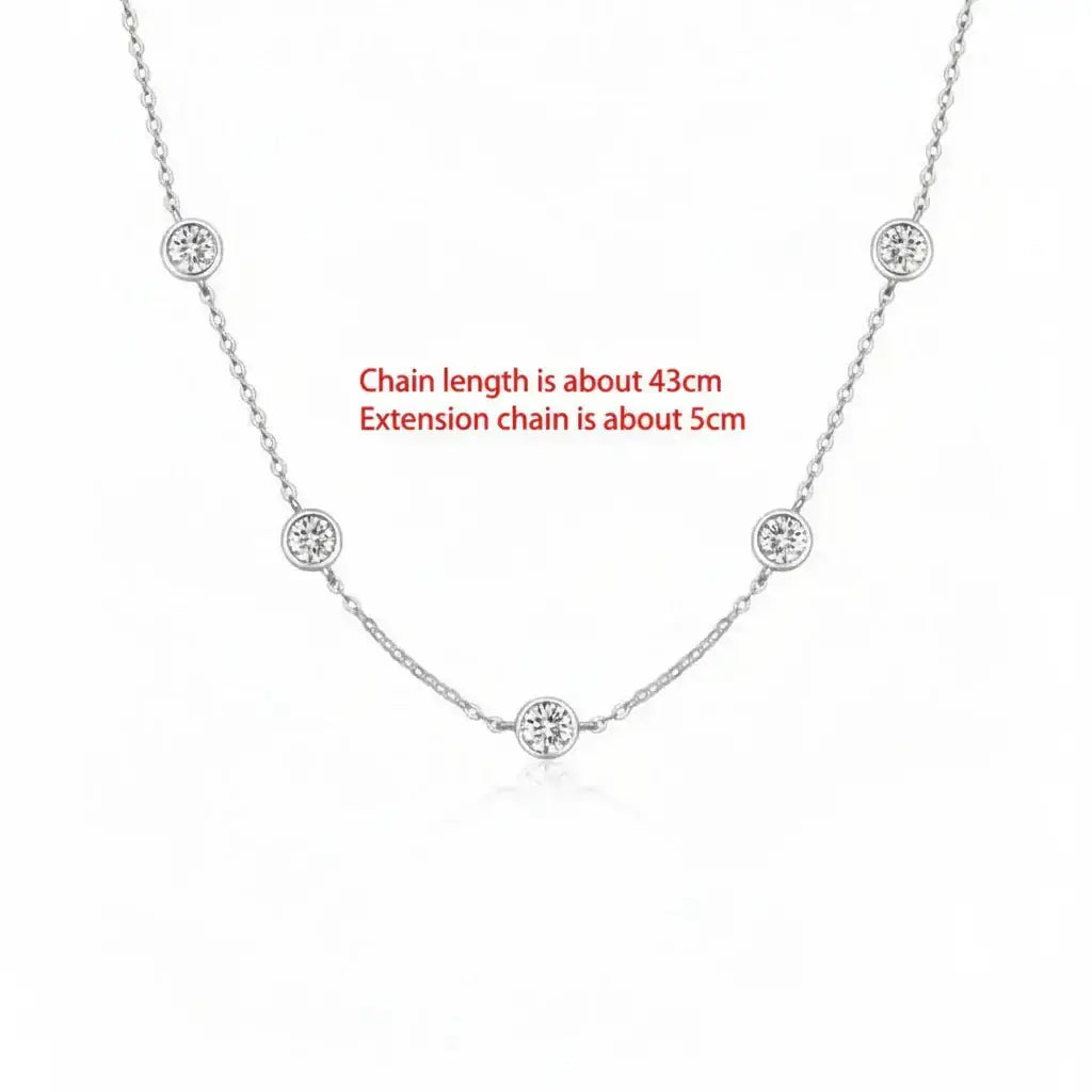 Moissanite Bubble Set Necklace 925 Sterling Silver Moissanite