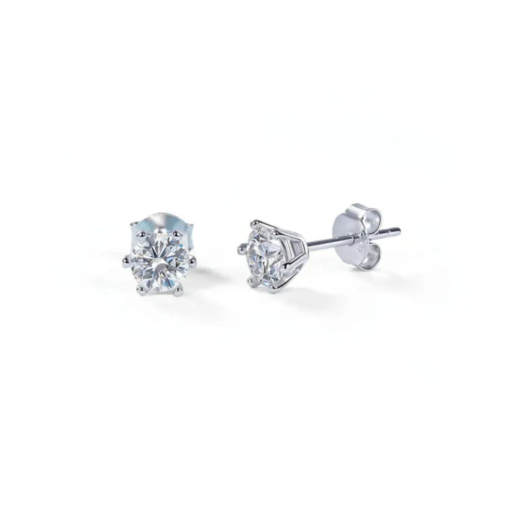 0.5 Carat Moissanite Stud Earrings – S925 Sterling Silver Six-Prong