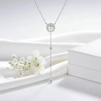 Moissanite Freshwater Pearl Pendant Necklace S925 Silver 0.5Ct