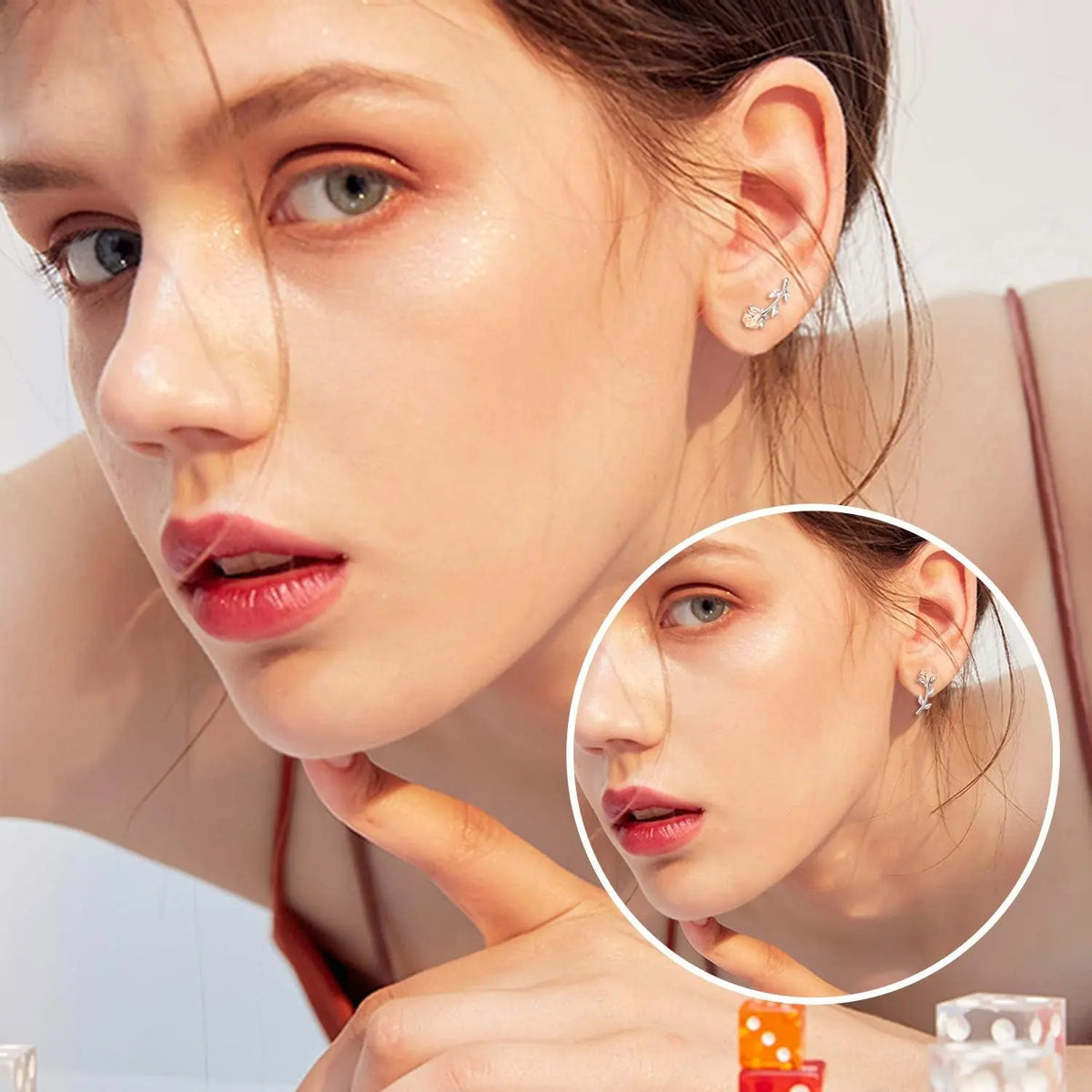 Rose Stud Earrings 925 Sterling Silver 