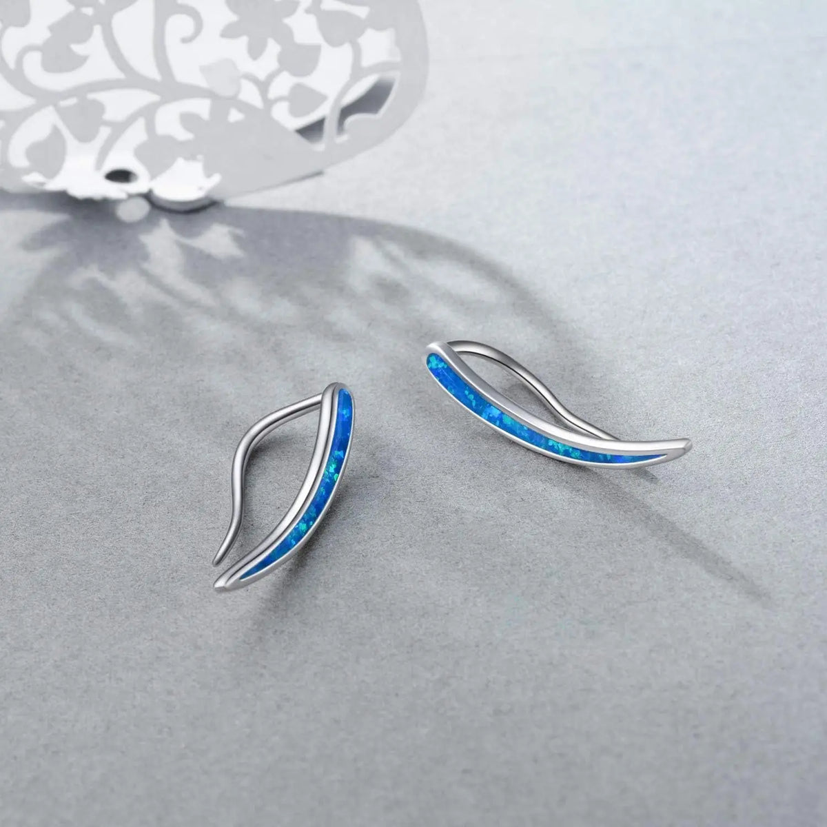 925 Sterling Silver Ear Climbers Earrings for Women Created Opal Earrings for Women Crawler Earrings Jewelry Birthday Valentines Day Gifts for Mom Wife Her