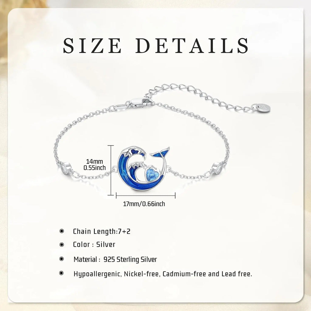 Ocean Wave Bracelet 925 Sterling Silver 
