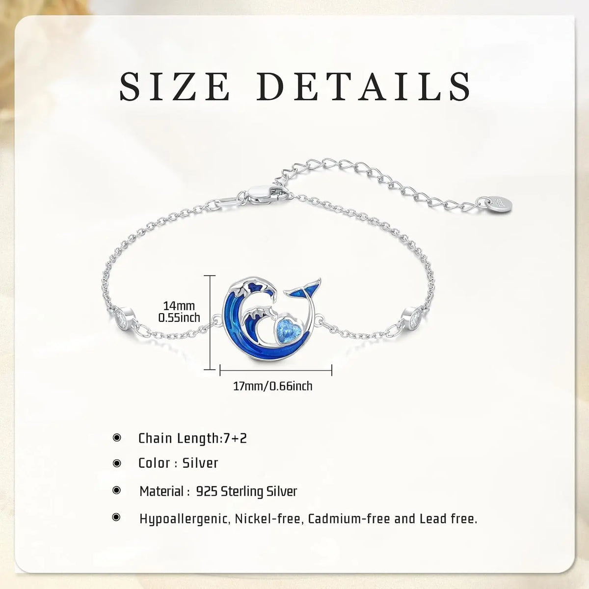 Ocean Wave Bracelet 925 Sterling Silver 