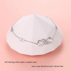 Double Infinity Anklet 925 Sterling Silver Adjustable Heart Ankle Bracelet Boho Beach Foot Chain 9+1 Inch