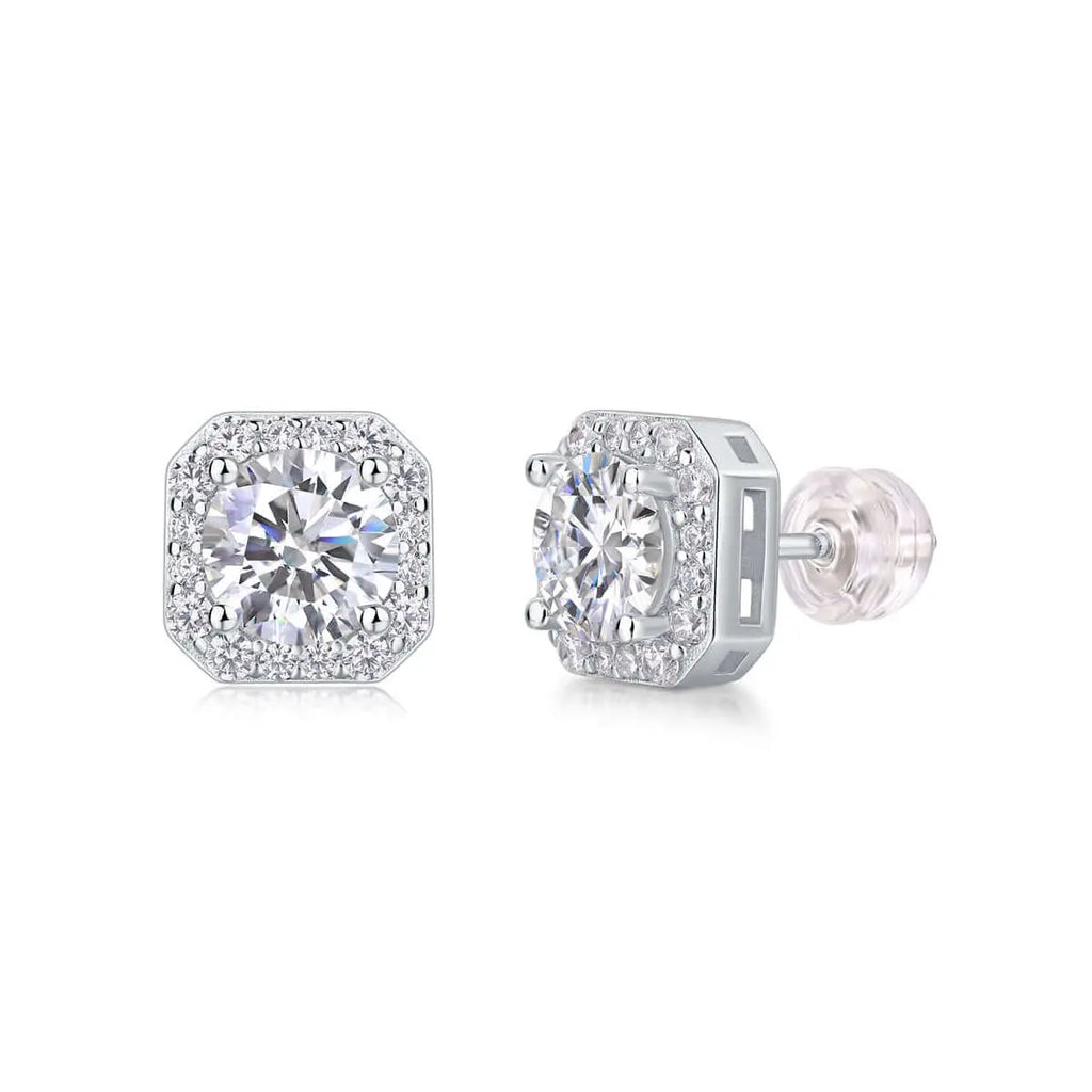 1 Carat Heart Moissanite Stud Earrings – S925 Sterling Silver