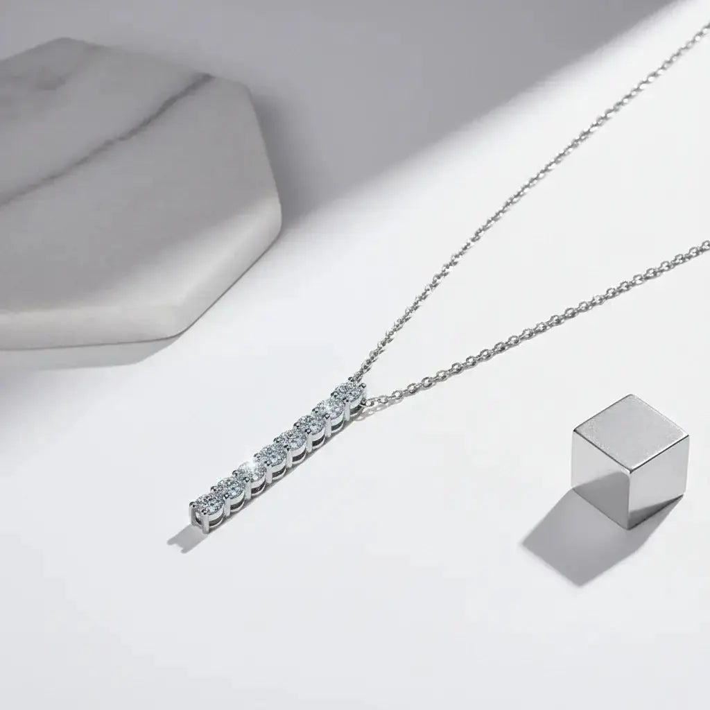 Round Brilliant Cut Moissanite Necklace Clavicle Chain S925