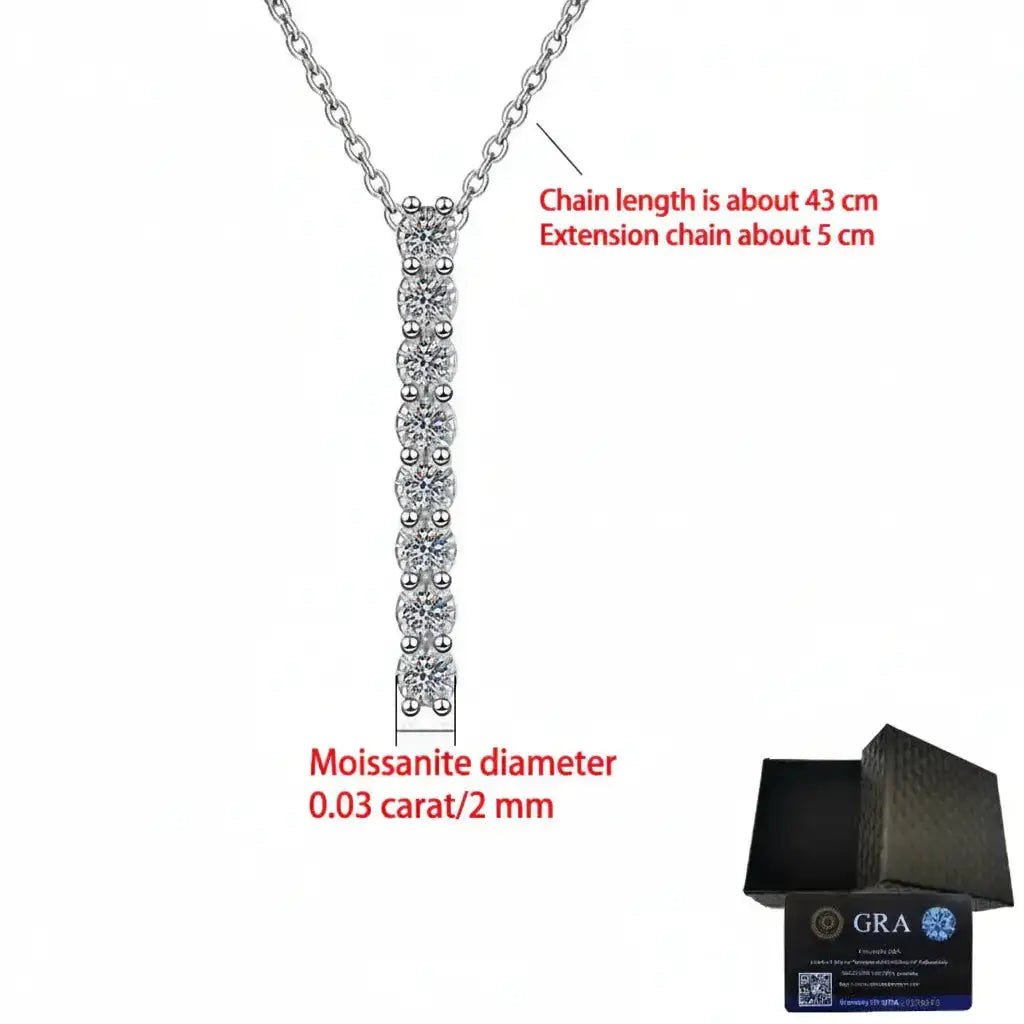 Round Brilliant Cut Moissanite Necklace Clavicle Chain S925