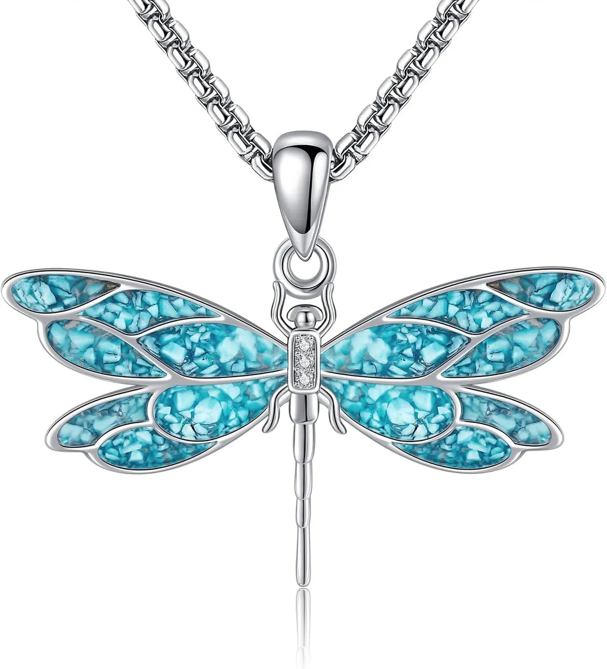 Turquoise Necklace Dragonfly 925 Sterling Silver 