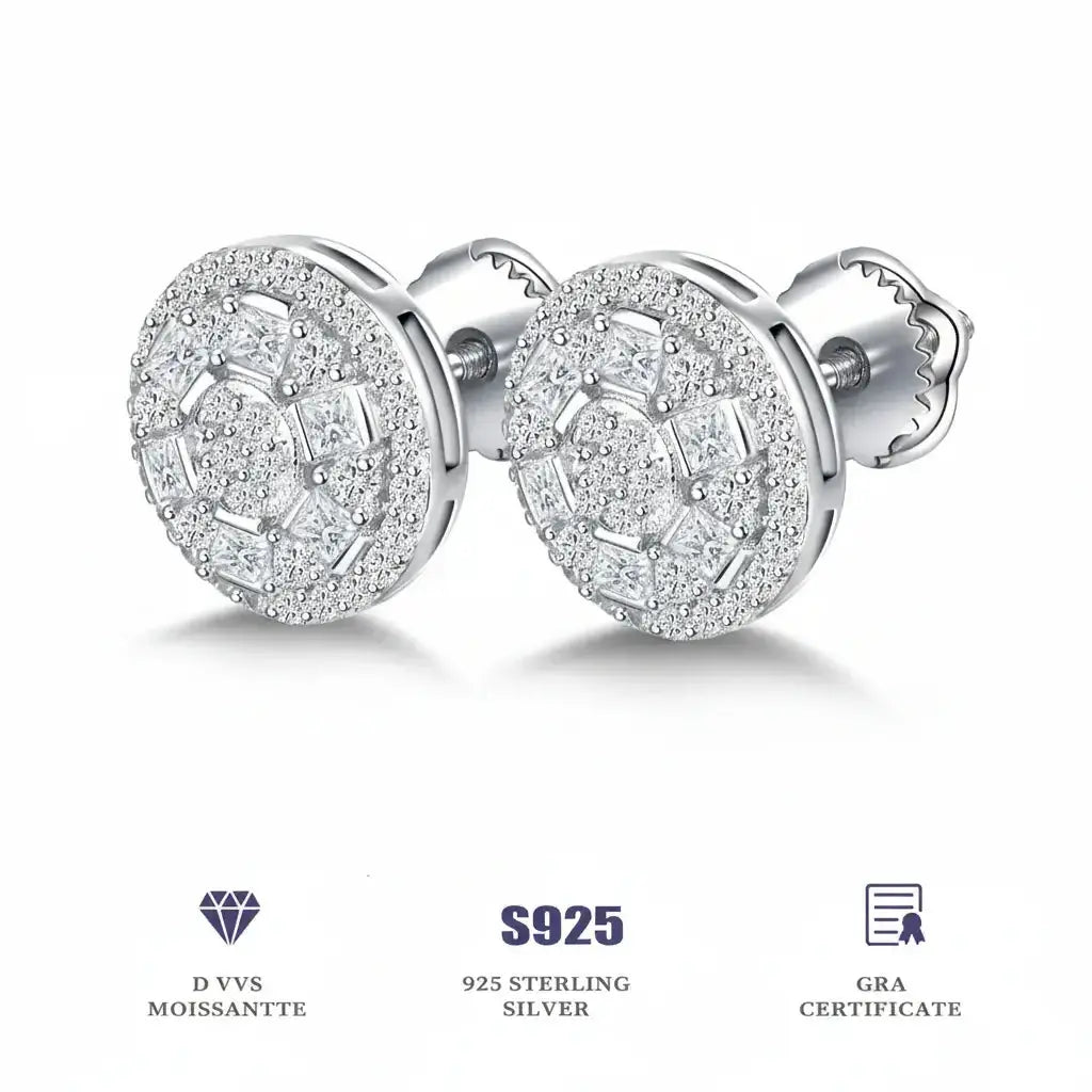 Women'S Sterling Silver Moissanite Stud Earrings 925 Sterling Silver