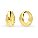 Sterling Silver Dome Medium Hoop Earrings for Women 0.75 Inch, Yellow Gold Flashed