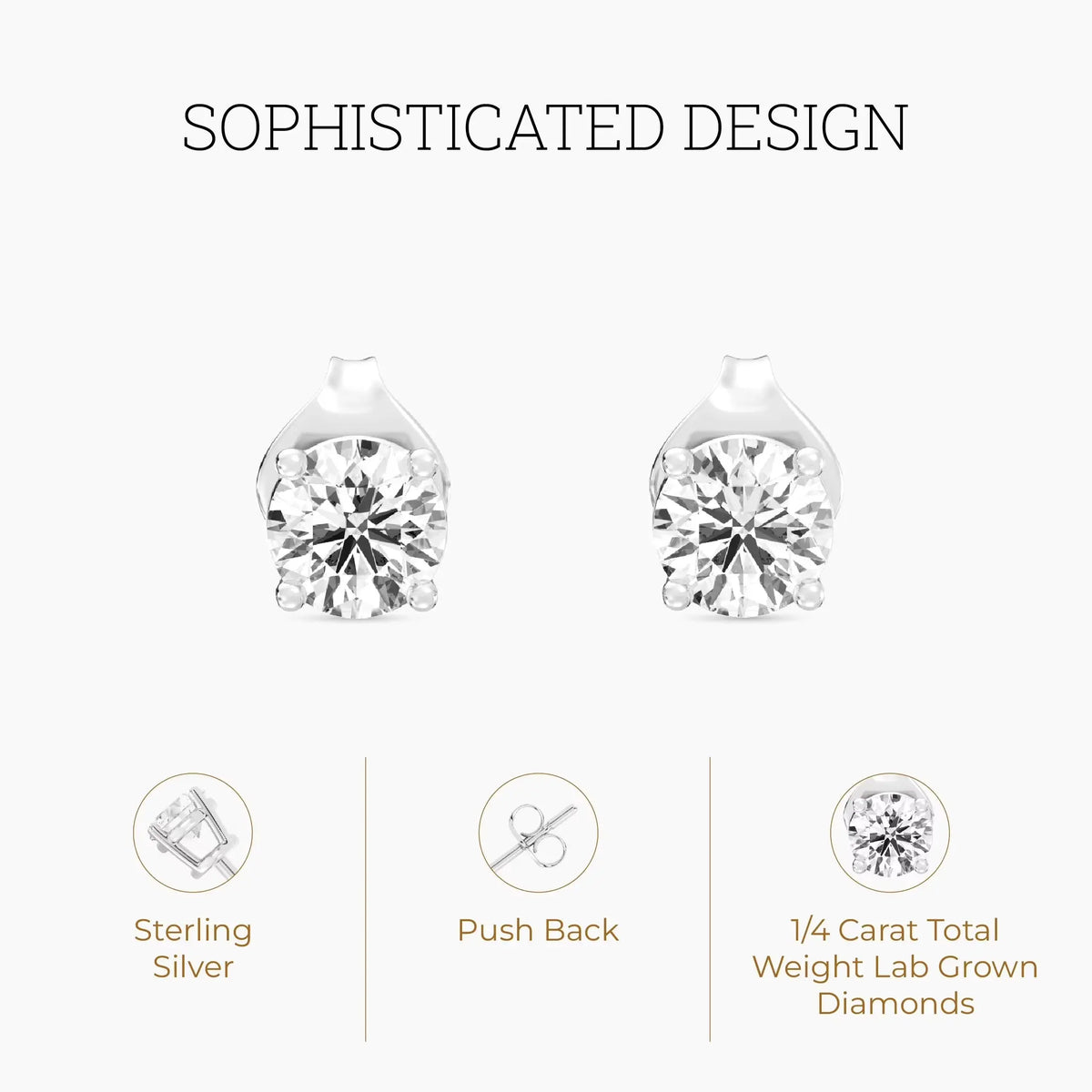 Gilded 1/4 CTW Lab-Grown Diamond Stud Earrings