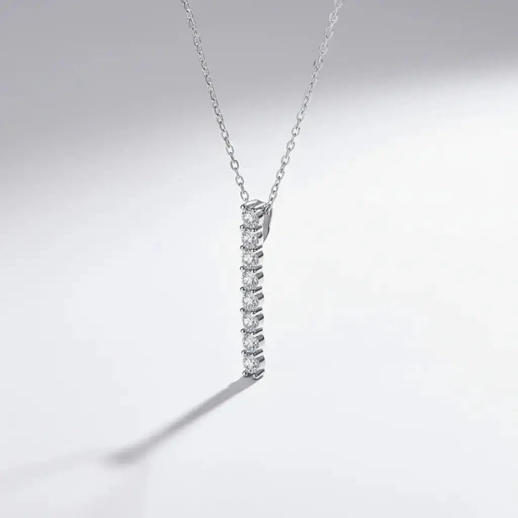 Round Brilliant Cut Moissanite Necklace Clavicle Chain S925