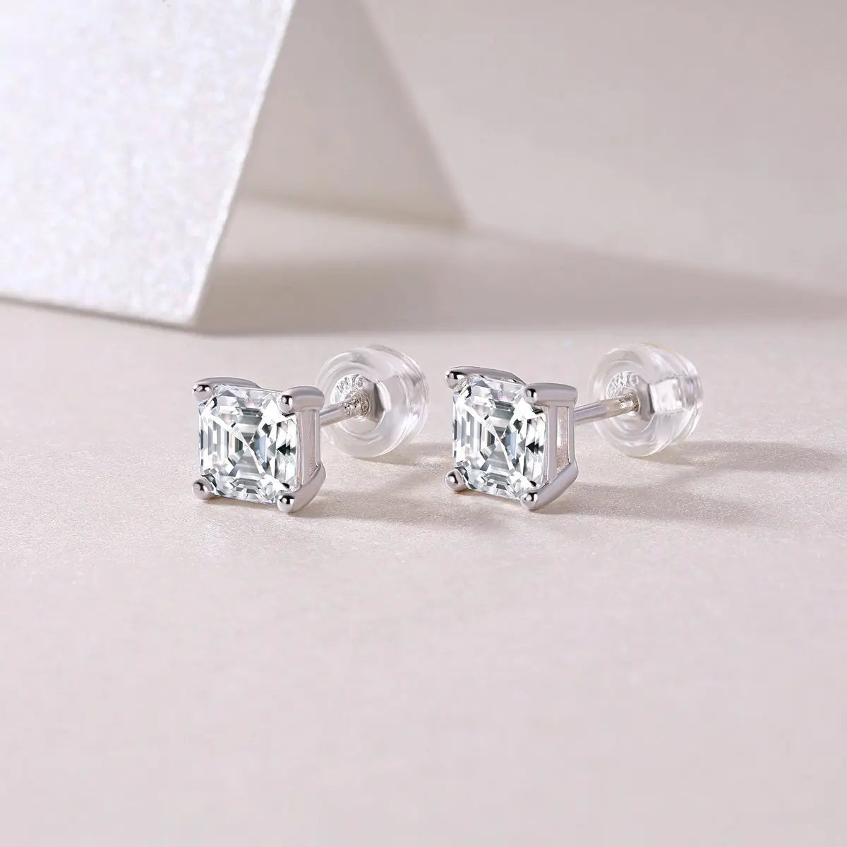 Unrestrained - Square Moissanite S925 Sterling Silver And Platinum-plated Earrings NP Collection