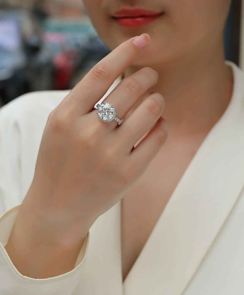 1Starry Sky Jewelry Piece Set with 5-Carat Moissan Diamond S925 Sterling Silver and Platinum-Plated Diamond 