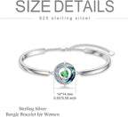 Sterling Silver Birthstone Bracelet with Austrian Crystal - Moon and Star