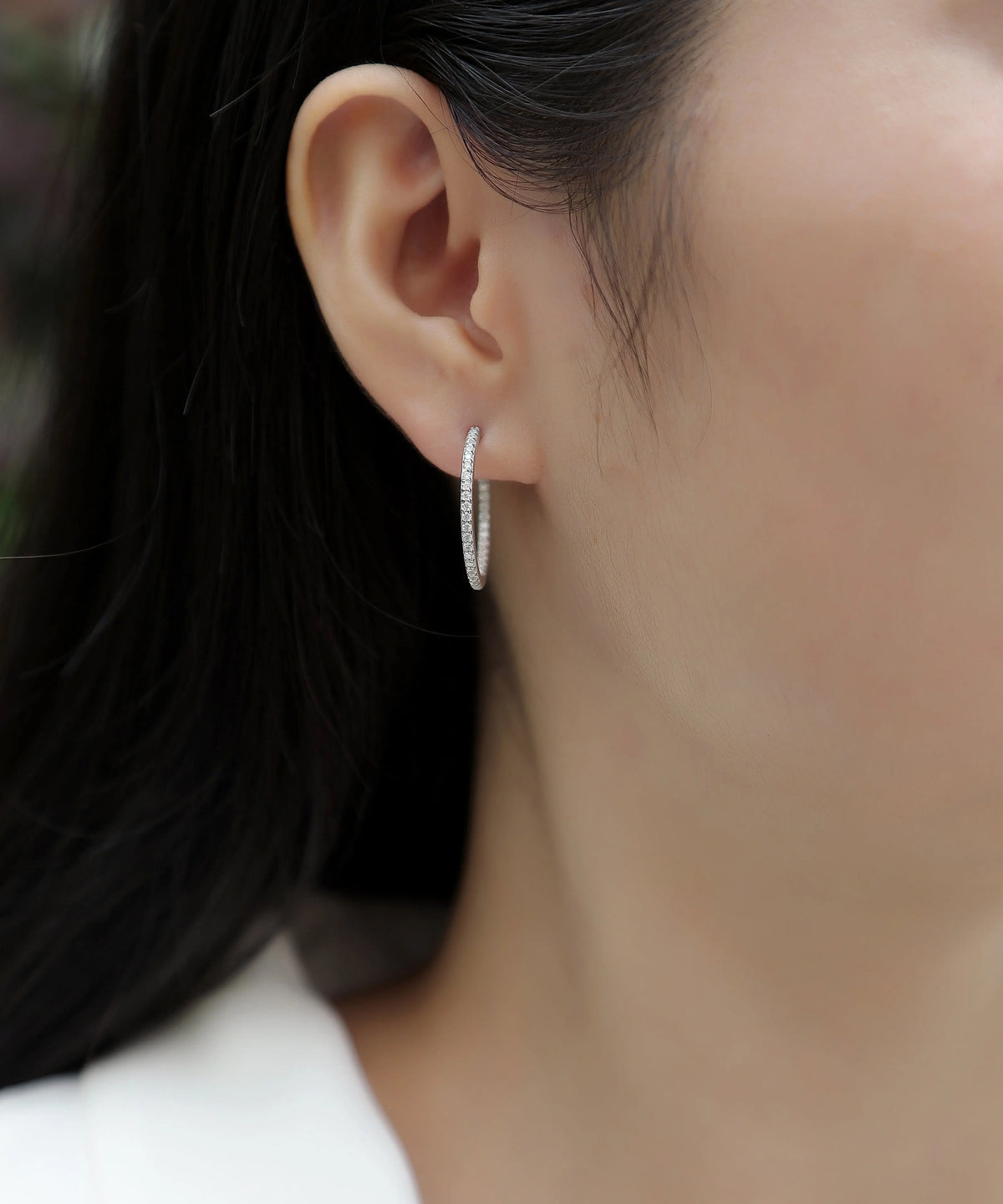 1Ribbon - Square Moissanite S925 Sterling Silver Earrings with Platinum-Plated Stud Earrings