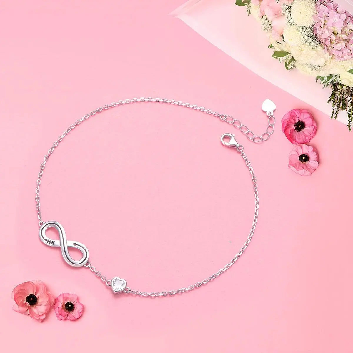 925 Sterling Silver Anklet Adjustable 