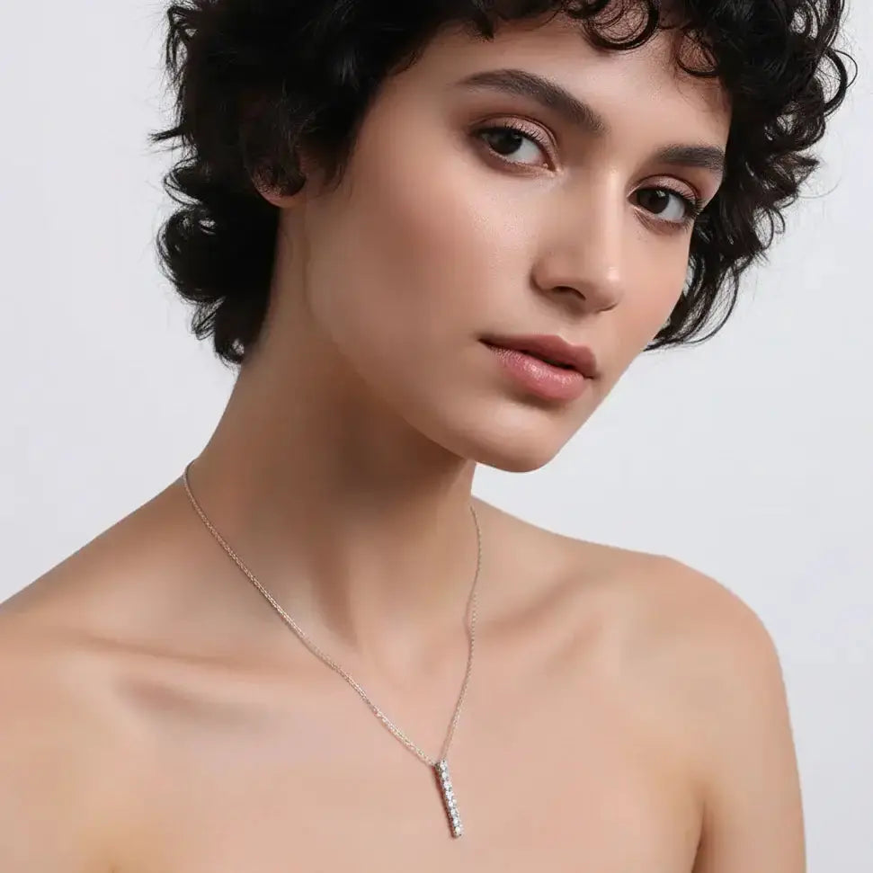 Round Brilliant Cut Moissanite Necklace Clavicle Chain S925